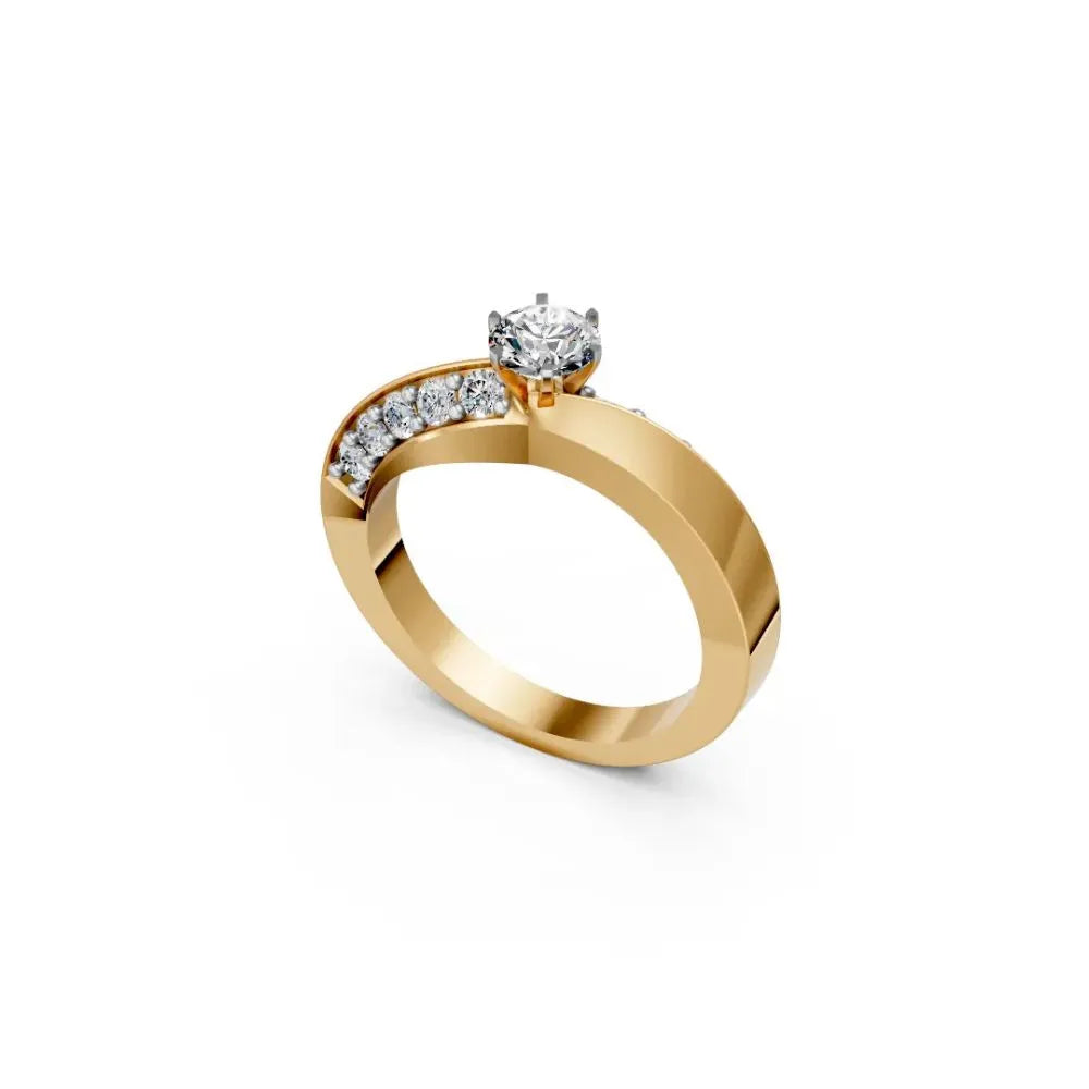 Modern Spark Solitaire Ring Yellow Gold