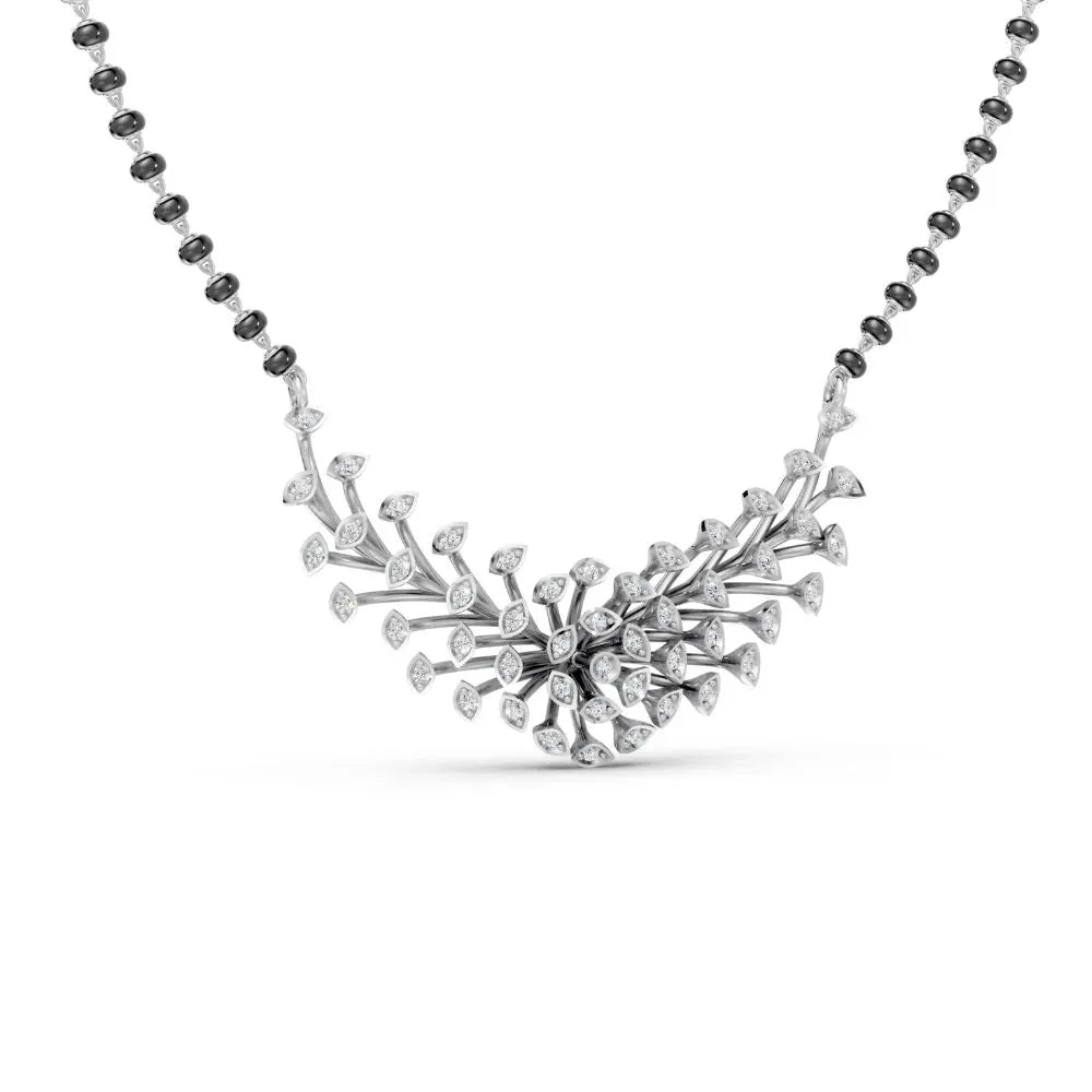 Contemporary Diamond Floral Mangalsutra with Marquise Accents White Gold
