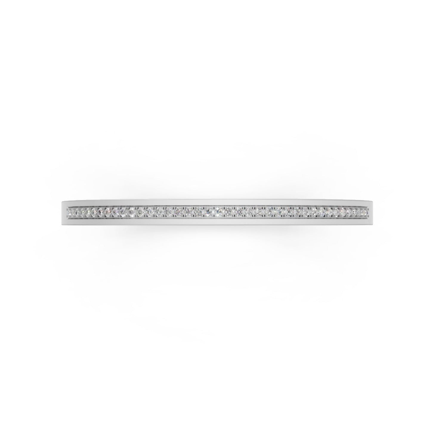 Modern Diamond-Studded Flat Bangle White Gold