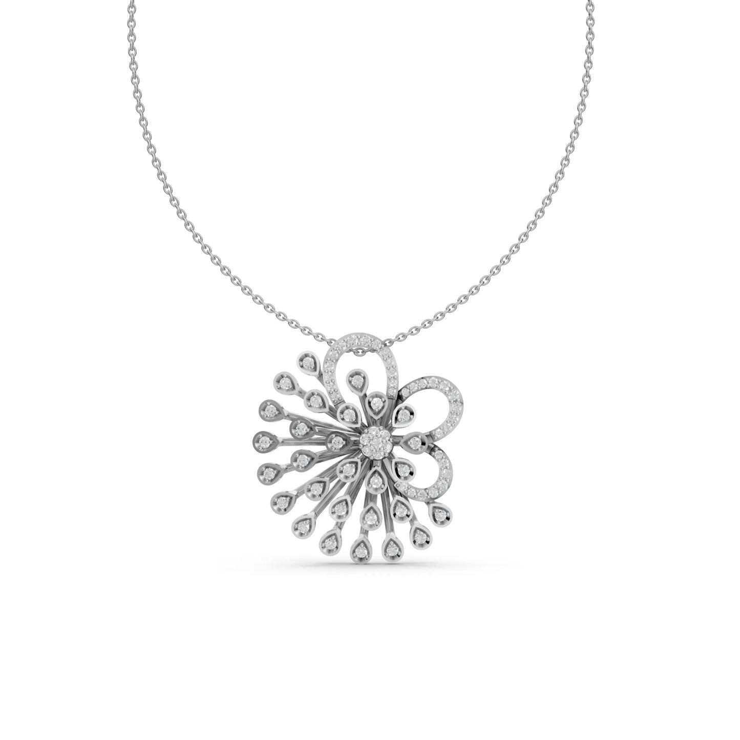 Floral Burst Pendant White Gold
