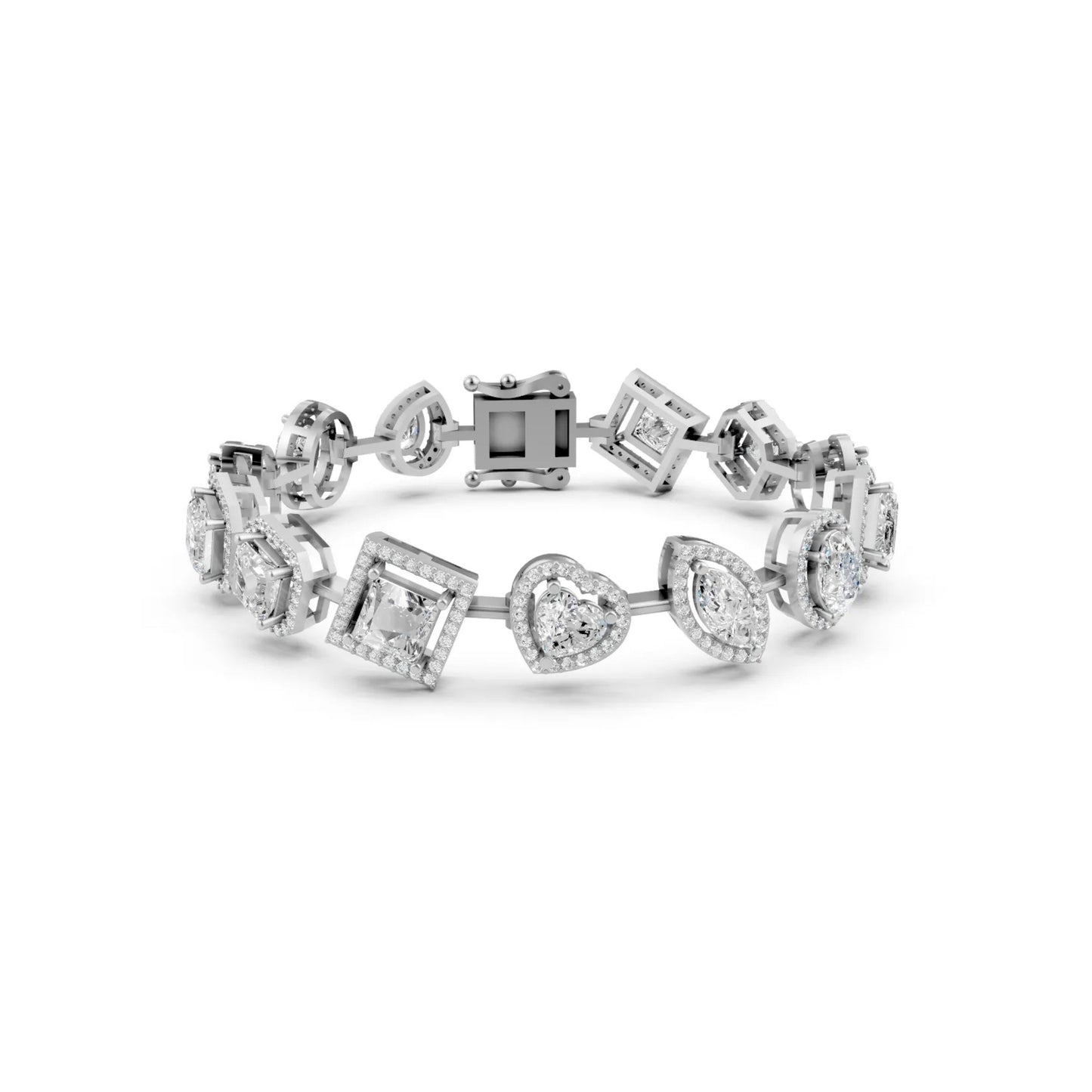 Statement Bracelet with Asscher & Fancy-Cut Diamonds White Gold