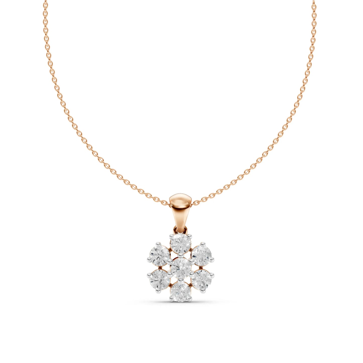 Six-Stone Floral Pendant Rose Gold