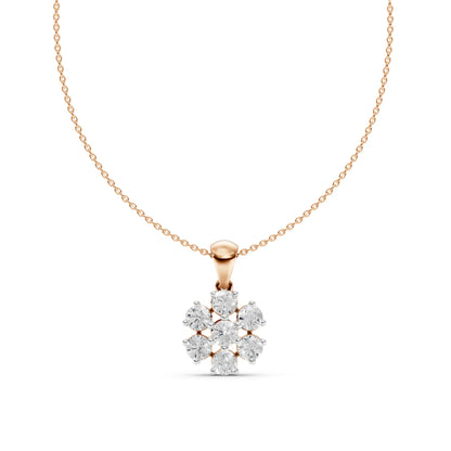 Six-Stone Floral Pendant Rose Gold