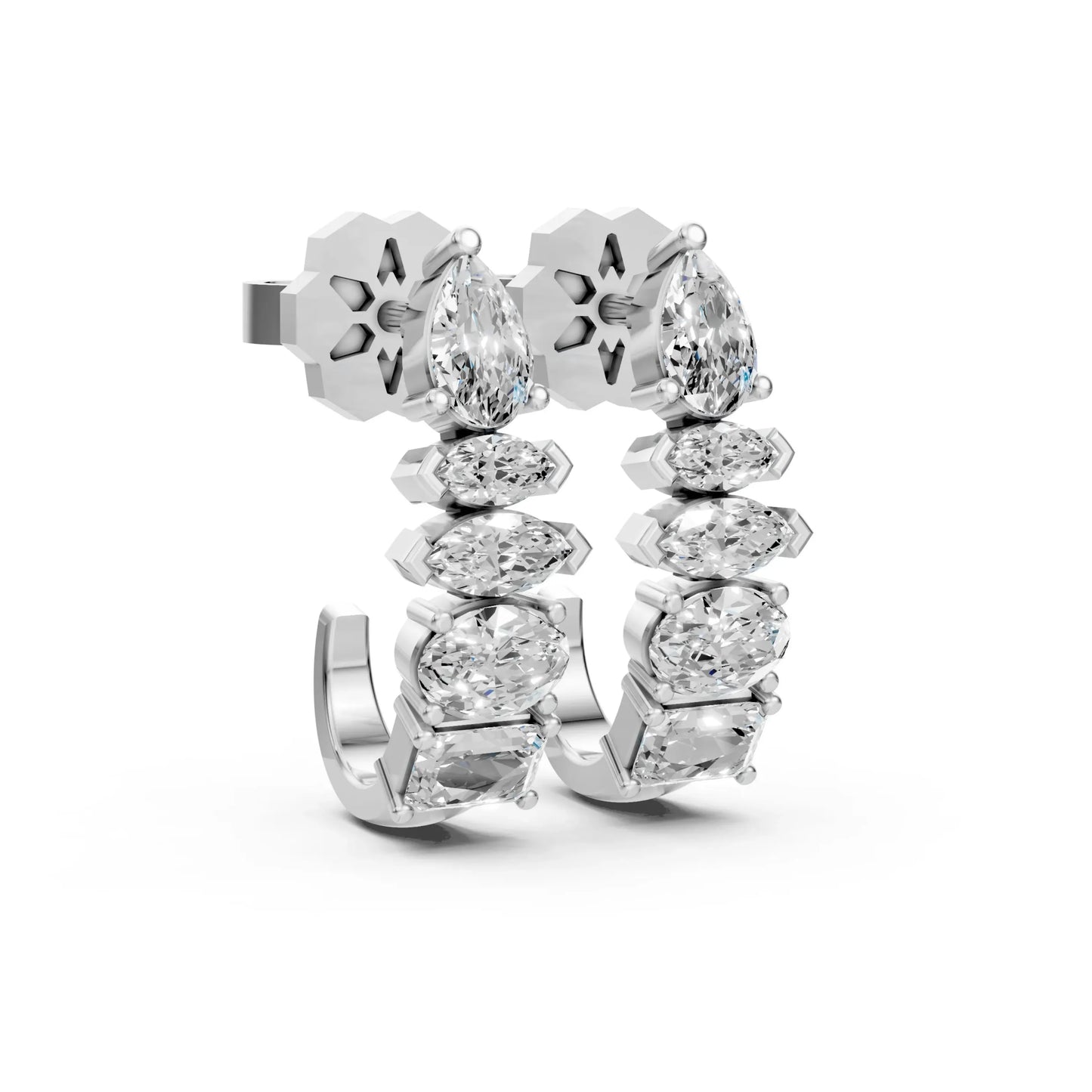 Linear Diamond Dangle Earrings White Gold