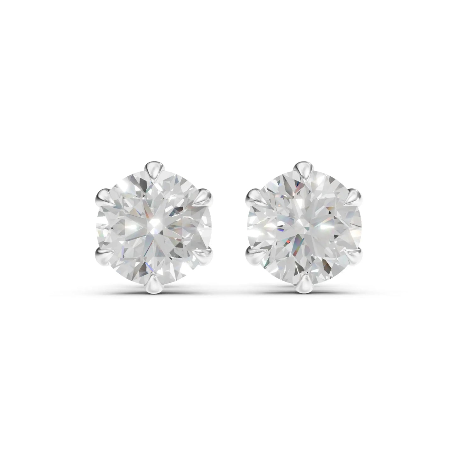Round Diamond Stud Earrings Yellow Gold 