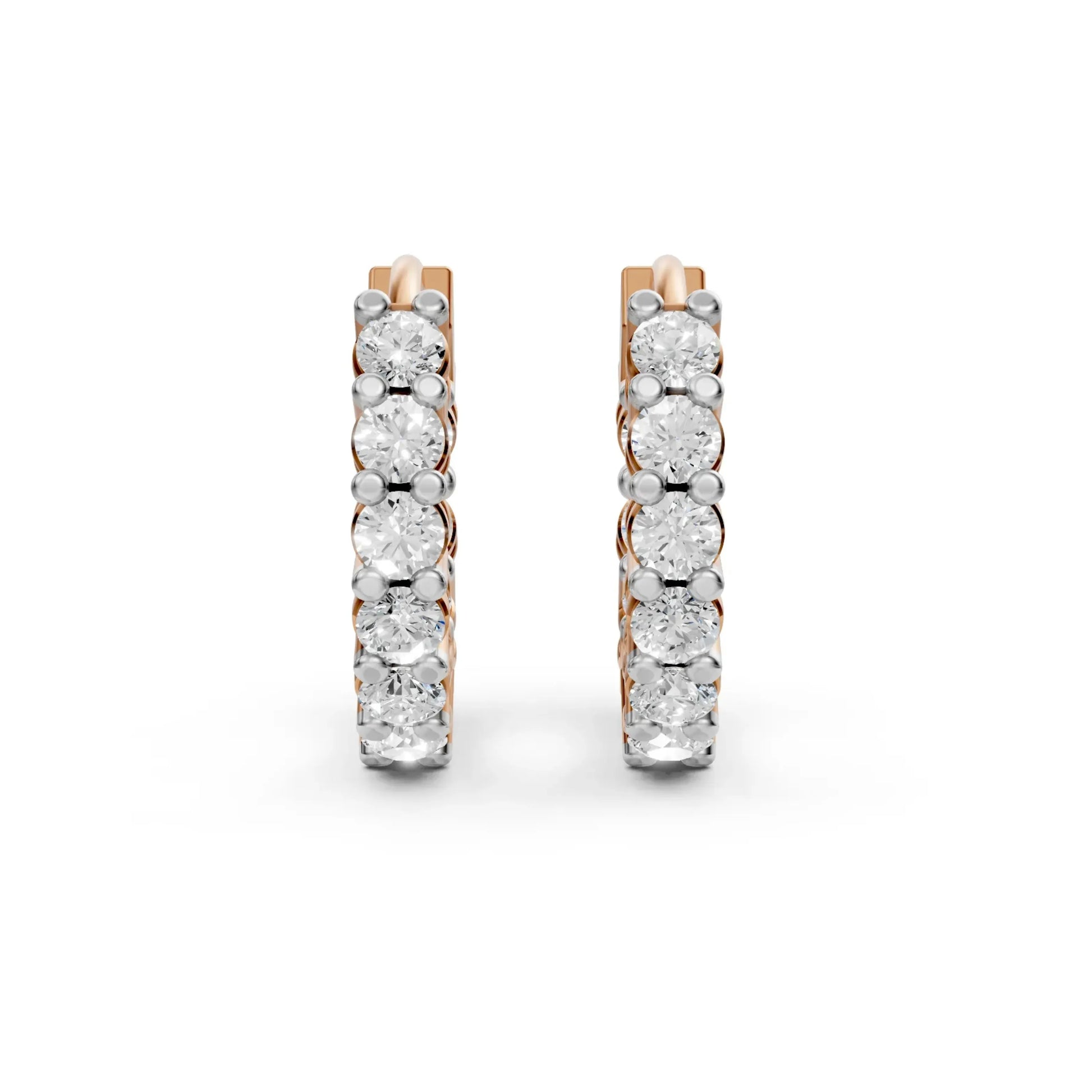 Round Diamond Inside-Out Hoop Earrings Rose Gold