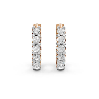 Round Diamond Inside-Out Hoop Earrings Rose Gold