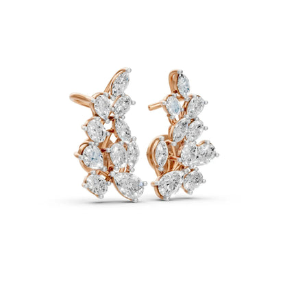 Pear-Marquise Cluster Earrings Rose Gold