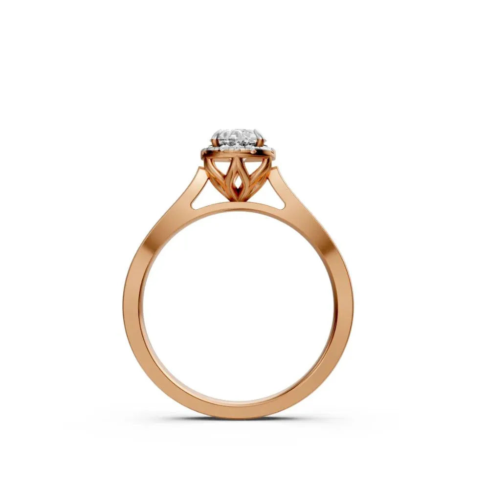 Hidden Heart Round Solitaire Ring Rose Gold