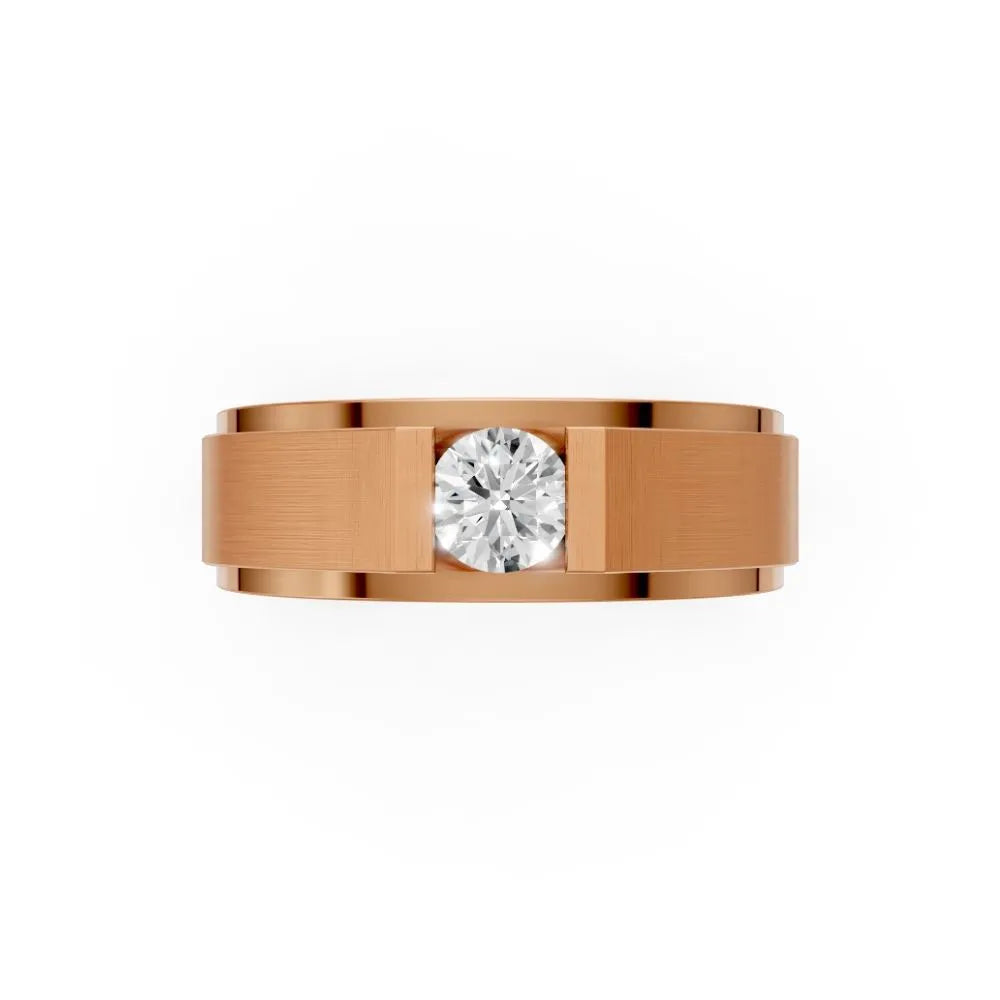 Men’s Princess Cut Diamond Ring with Bold Bezel Setting Rose Gold