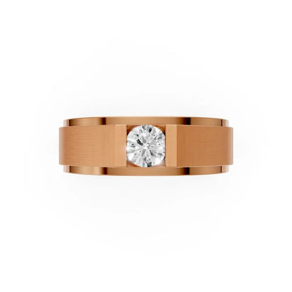 Men’s Princess Cut Diamond Ring with Bold Bezel Setting Rose Gold