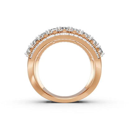 FloraGlint Multi-Row Diamond Ring Rose Gold