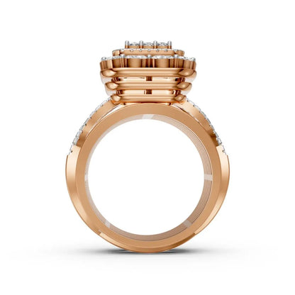 Grandeur Square Halo Cluster Ring Rose Gold
