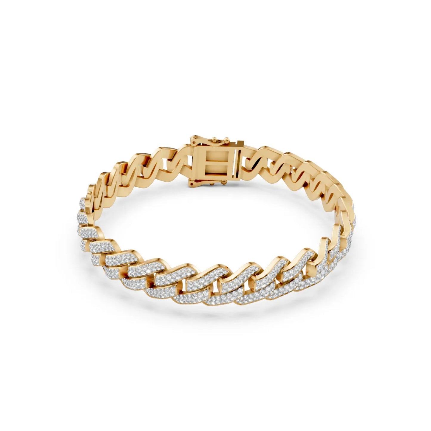 Cuban Link Lab-Grown Diamond Bracelet Yellow Gold