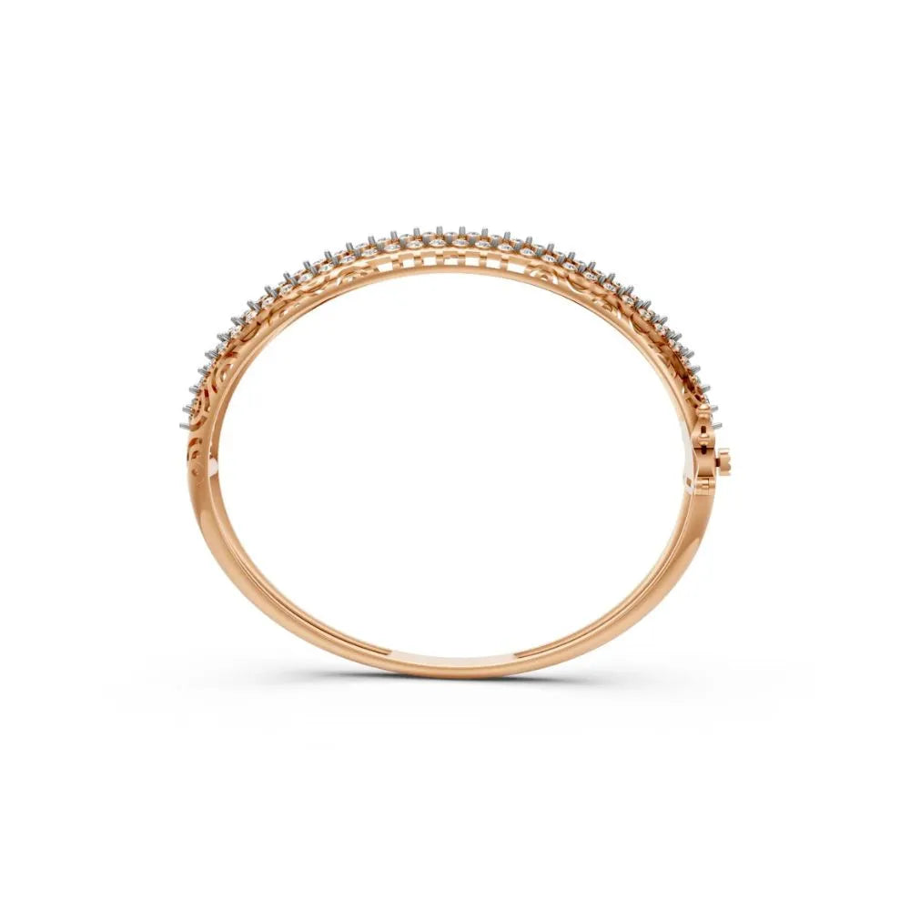 Triple Row Diamond Bangle Bracelet Rose Gold