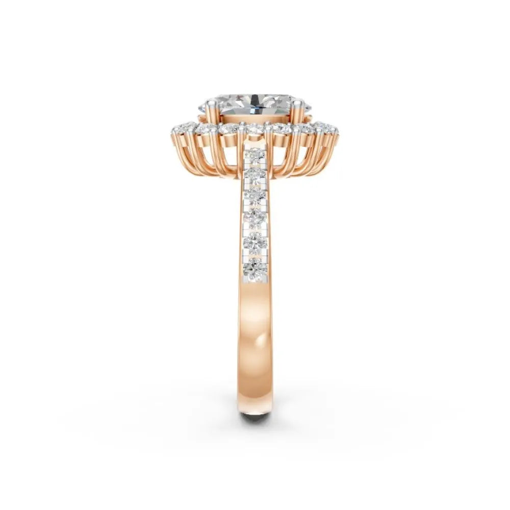 HaloGrace Oval Diamond Ring Rose Gold