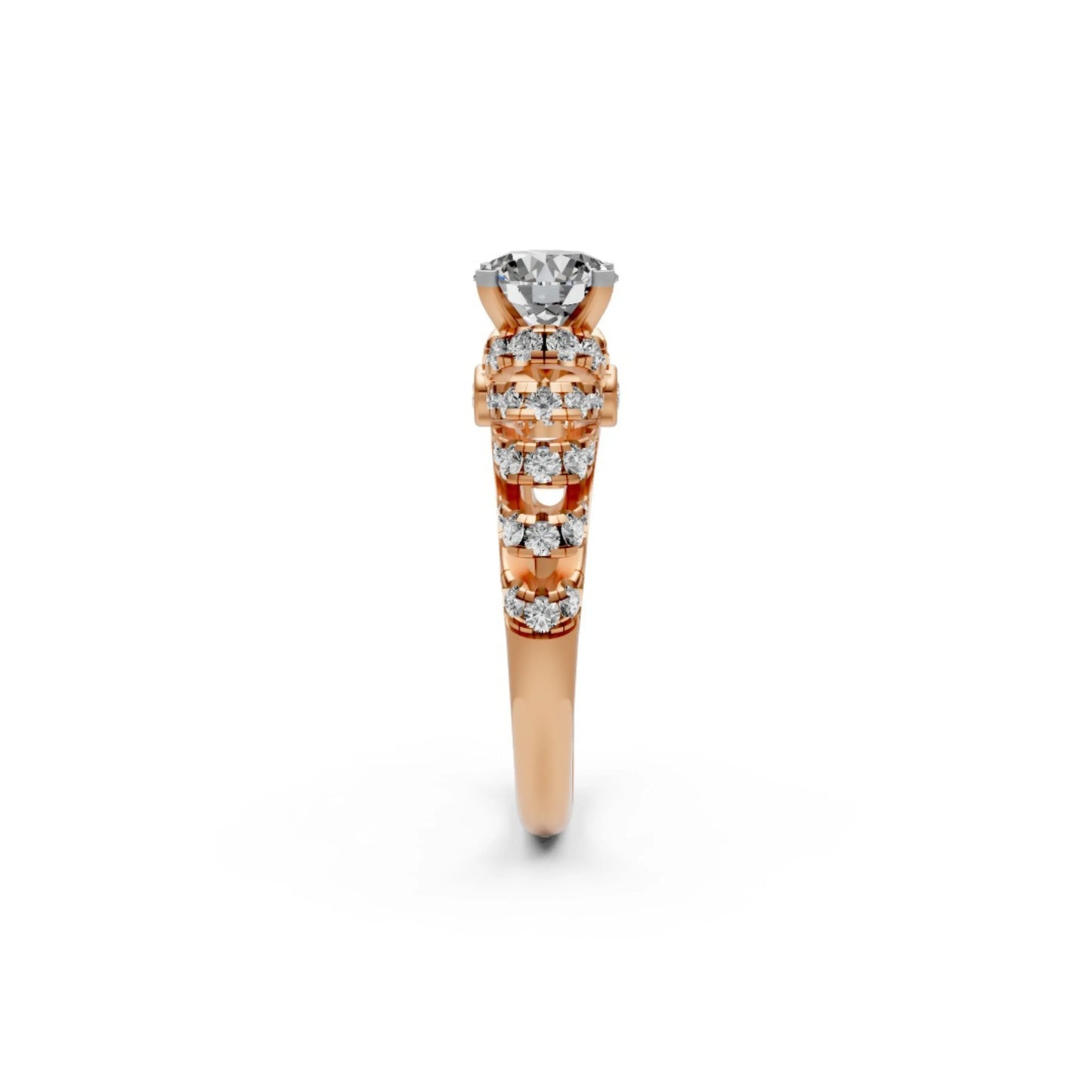 LuxeCrown Multi-Band Solitaire Ring Rose Gold