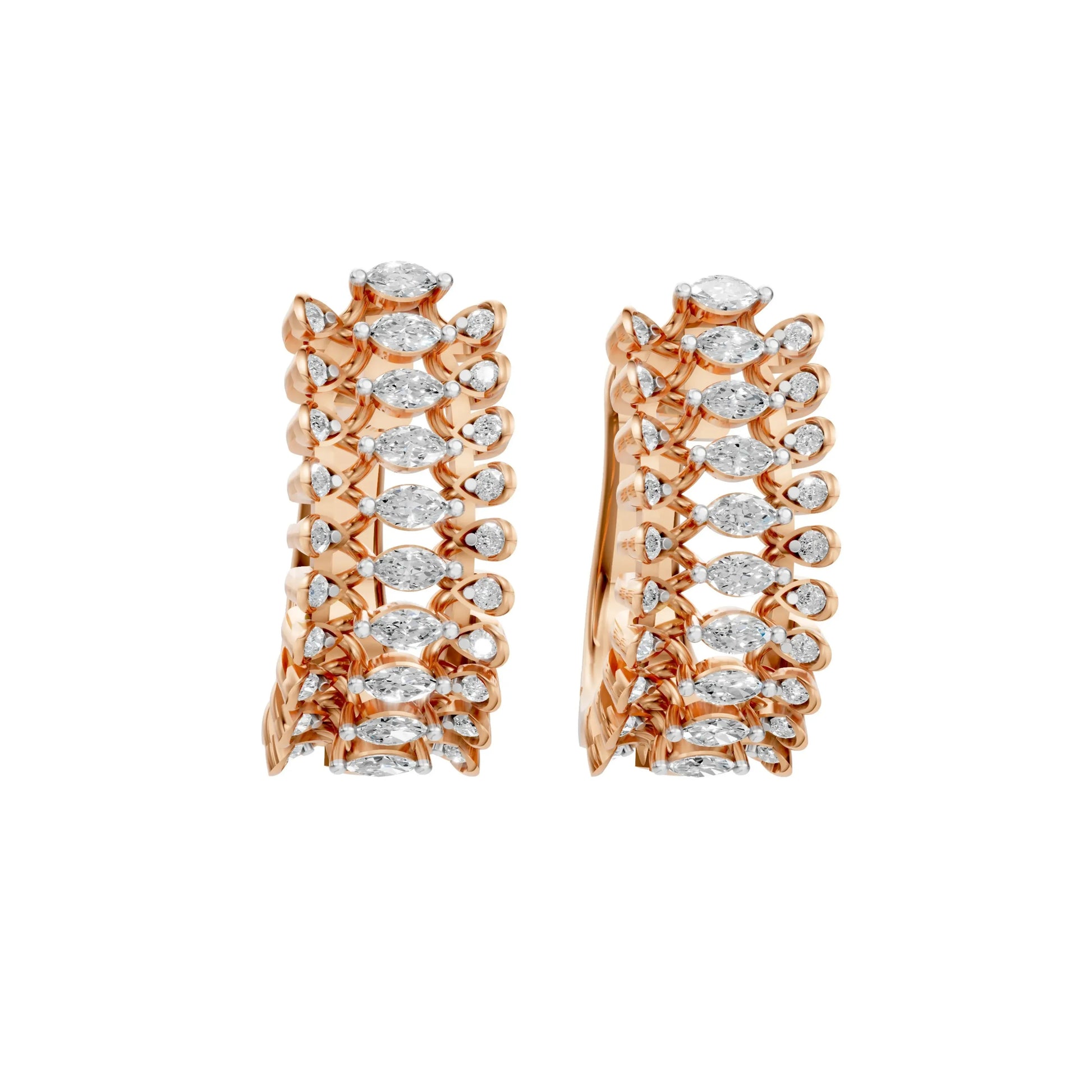 Marquise Half Hoop Earrings Rose Gold