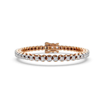 Round Diamond Tennis Bracelet Rose Gold 