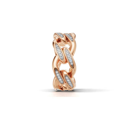LinkLuxe Diamond Chain Ring Rose Gold