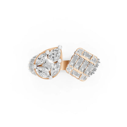 DuoBlaze Diamond Statement Ring Rose Gold