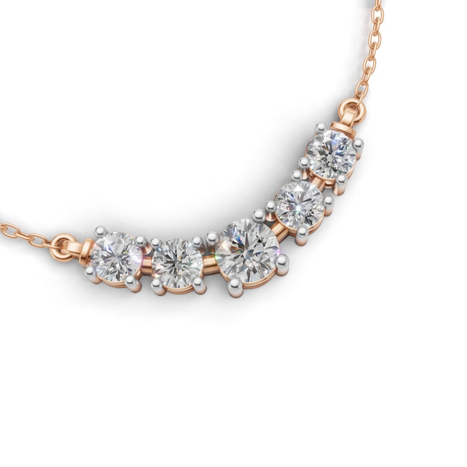 Round Cluster Diamond Necklace Rose Gold