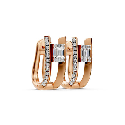Modern Geometric Diamond Earrings Rose Gold