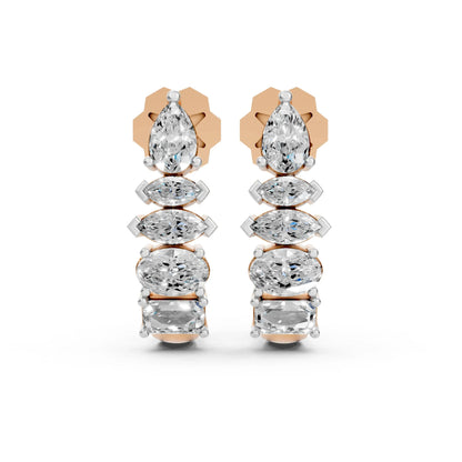 Linear Diamond Dangle Earrings Rose Gold