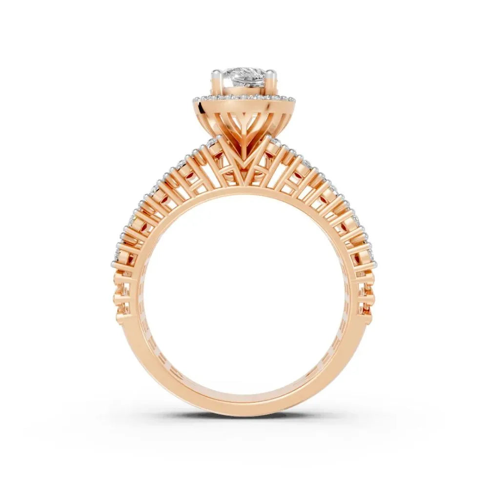 HaloBloom Cluster Bridal Ring Set Rose Gold