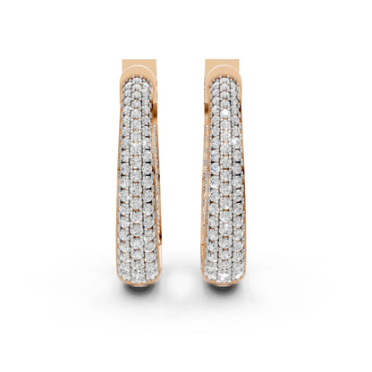 Double Hoop Diamond Earrings Rose Gold
