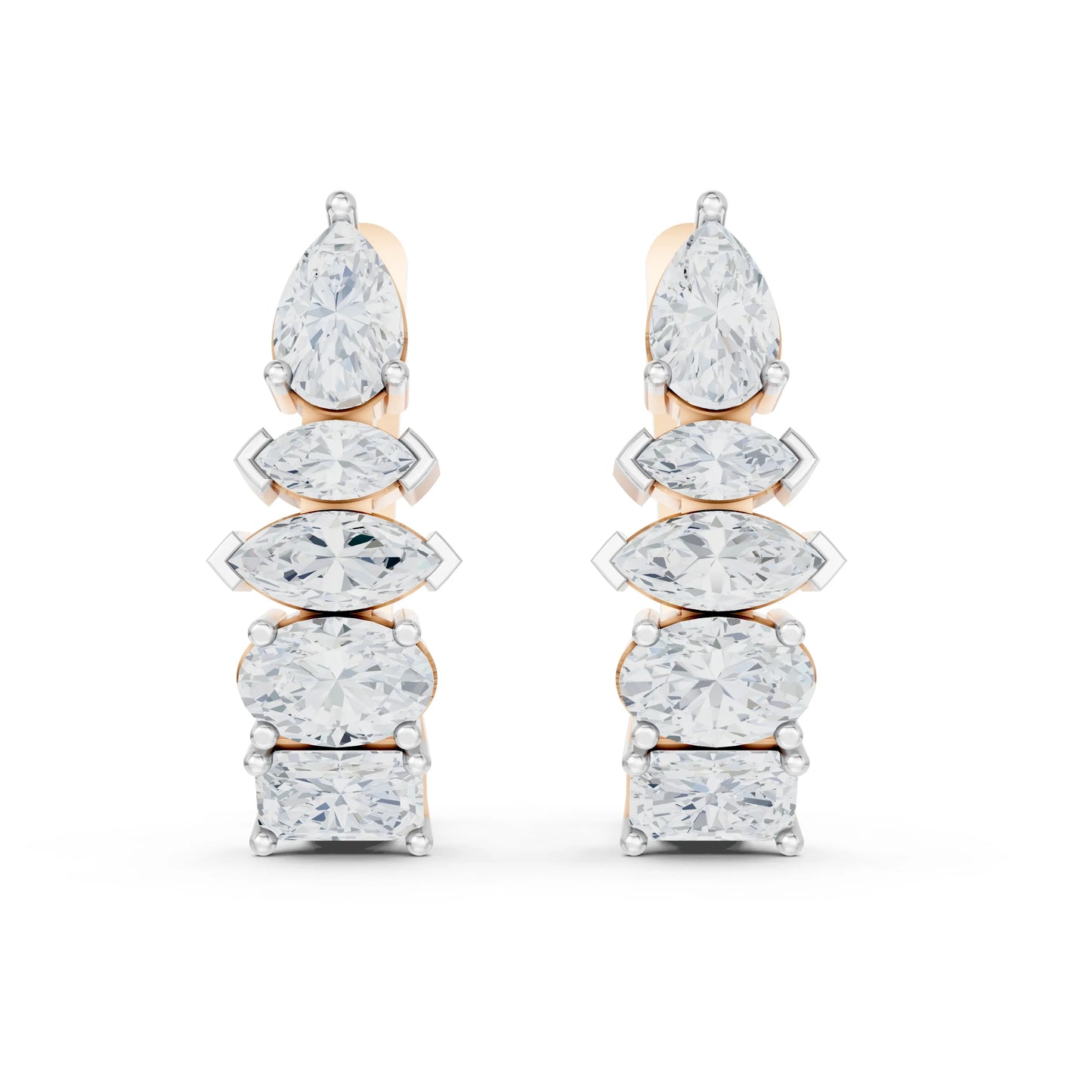 Elegant Diamond Hoop Earrings Rose Gold
