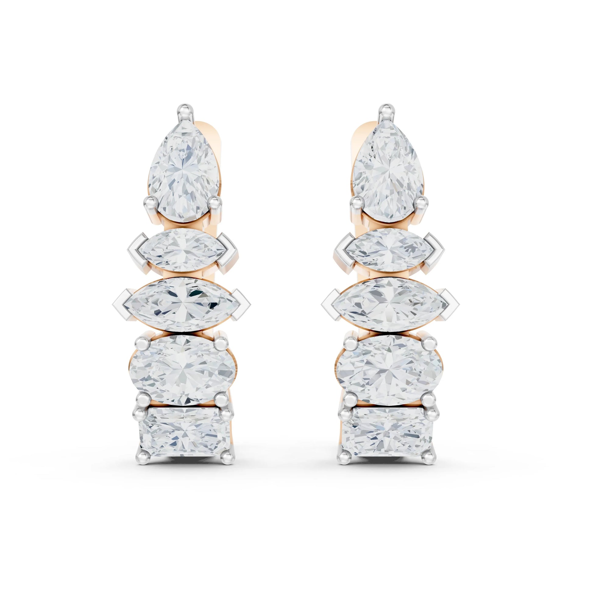 Elegant Diamond Hoop Earrings Rose Gold