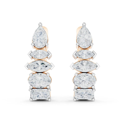 Elegant Diamond Hoop Earrings Rose Gold