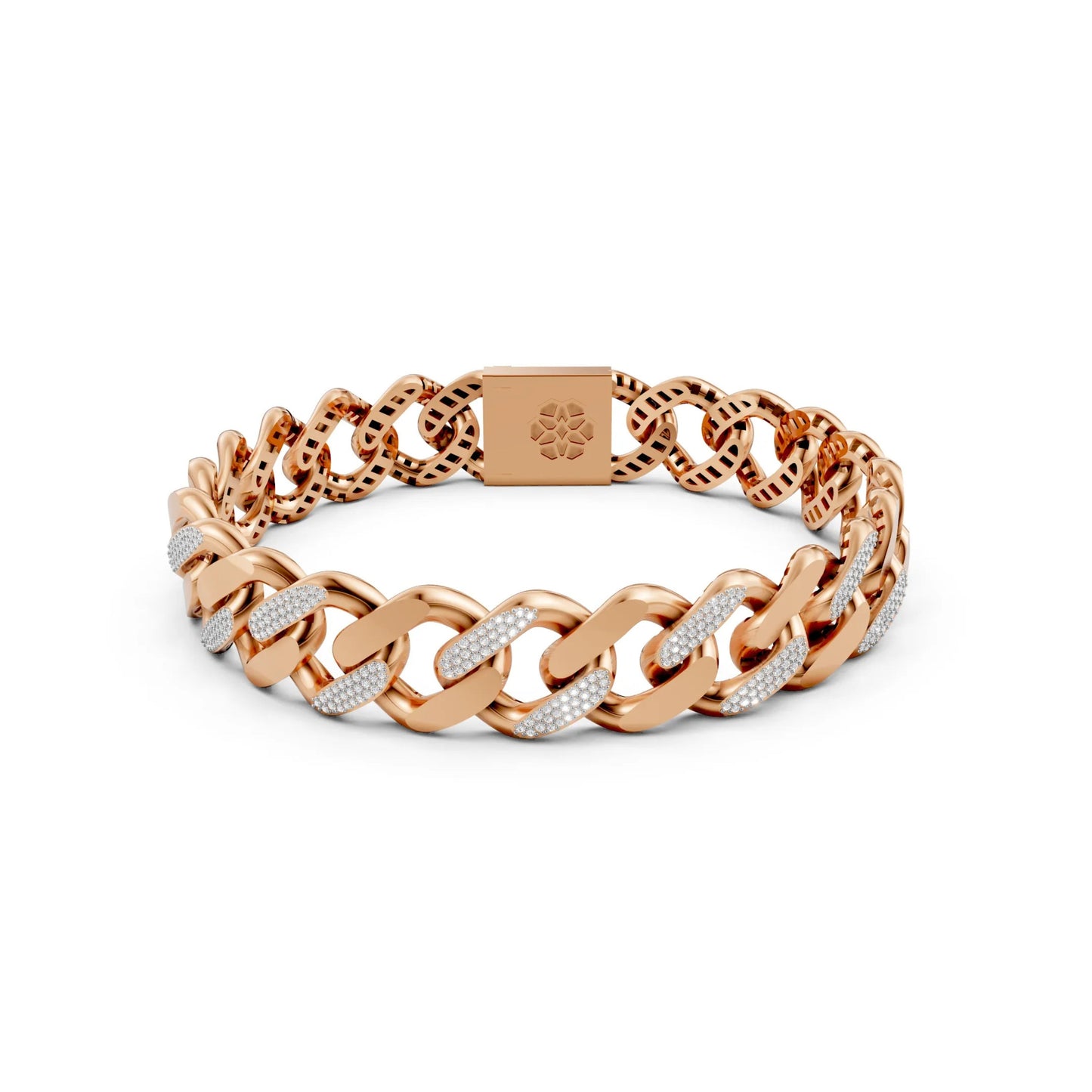 Men's Diamond-Accent Cuban Link Bracelet Rose Gold