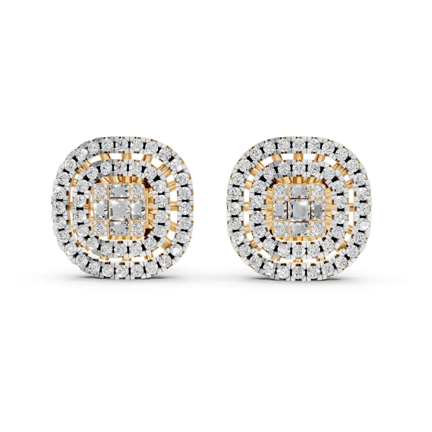 Vintage-Inspired Diamond Stud Earrings Yellow Gold