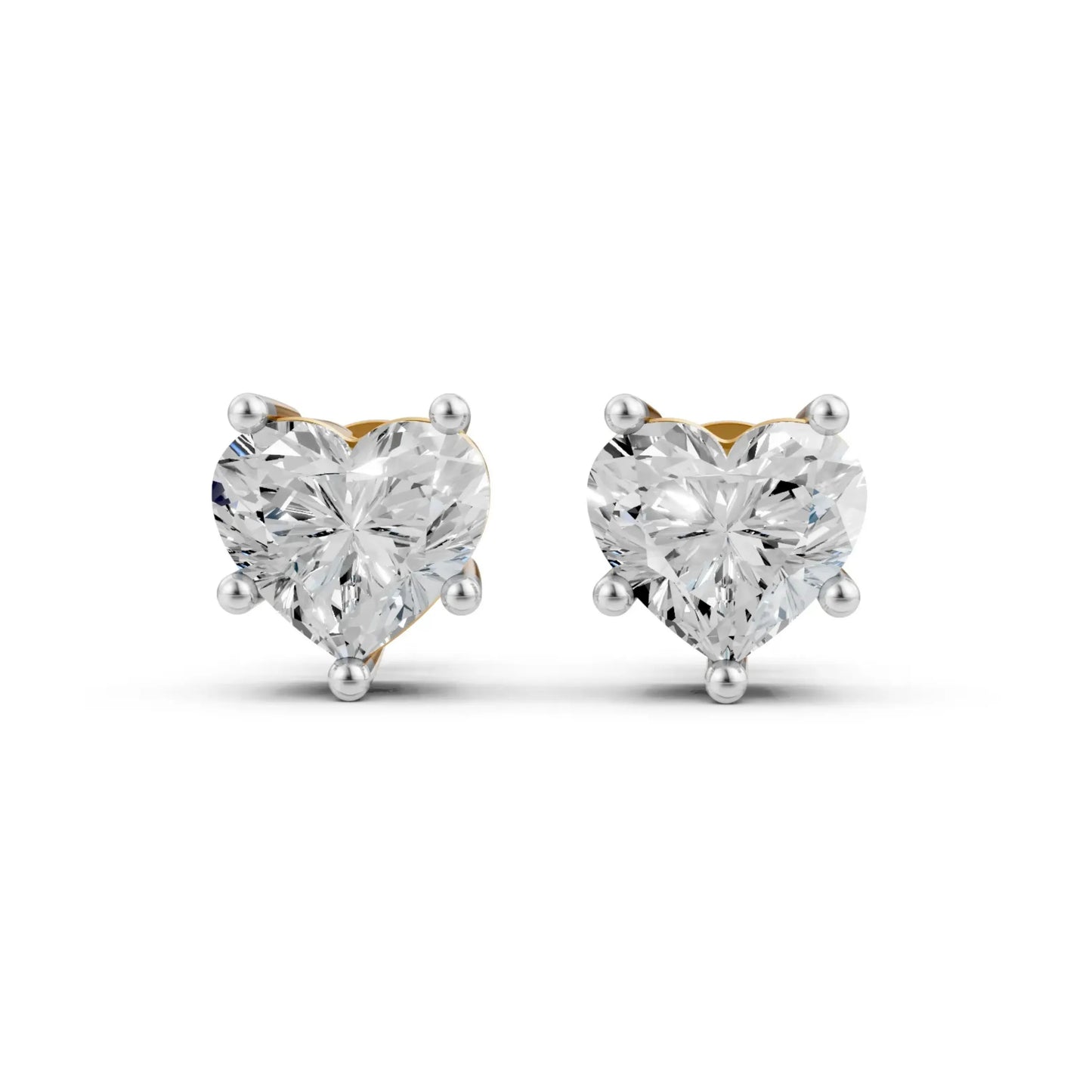 Heart-Shaped Diamond Stud Yellow Gold