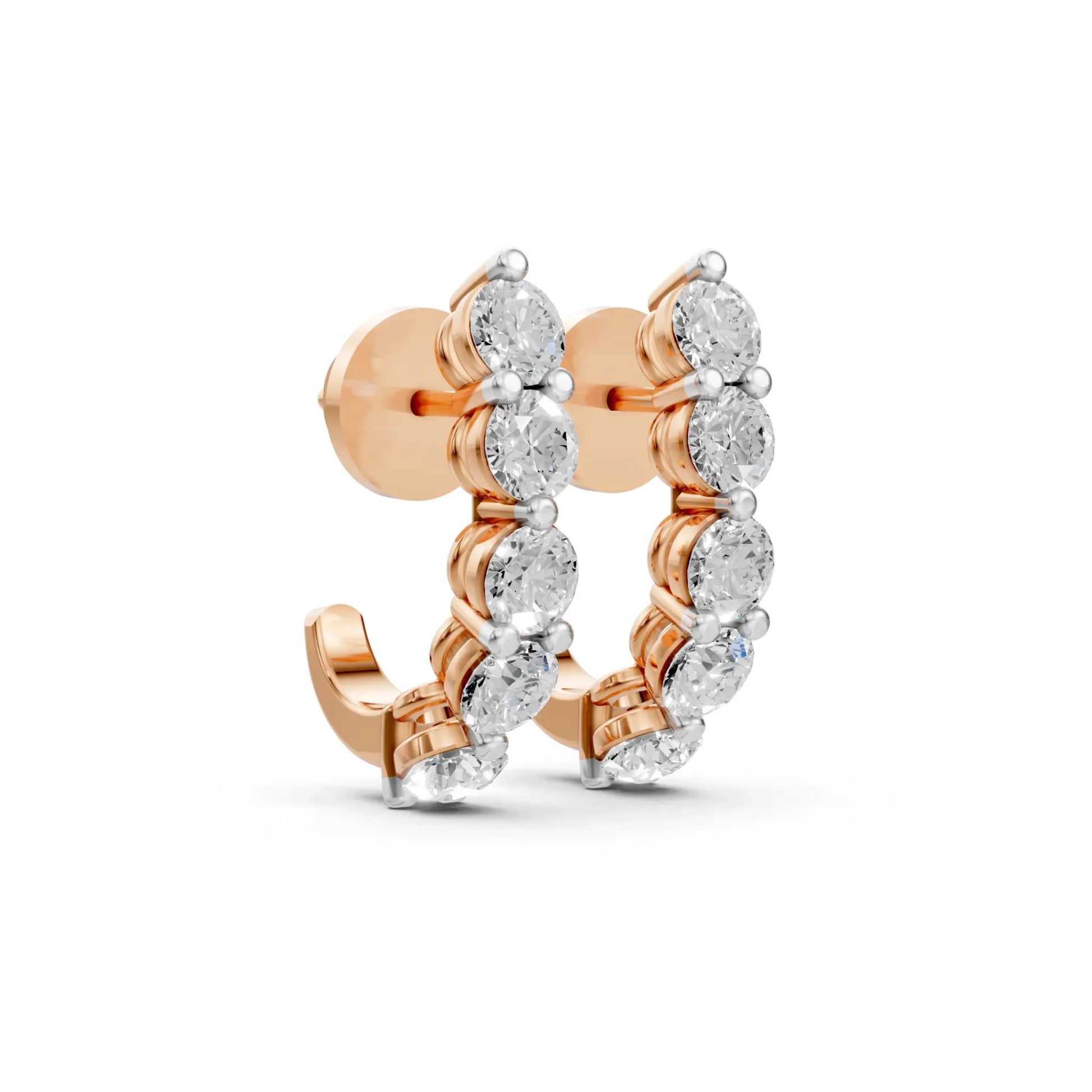 Round Half Hoop Earrings Rose Gold