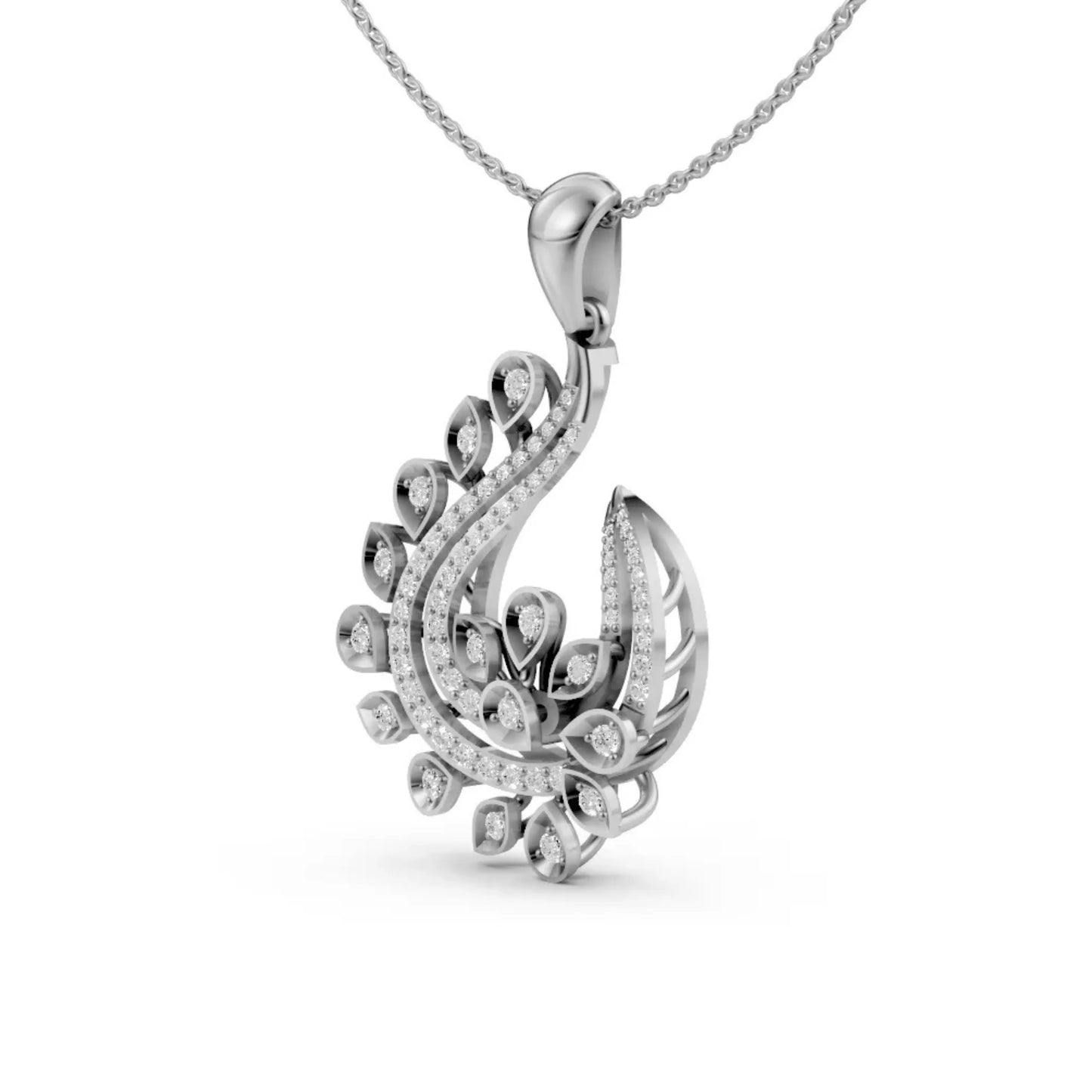 Leaf Diamond Pendant White Gold
