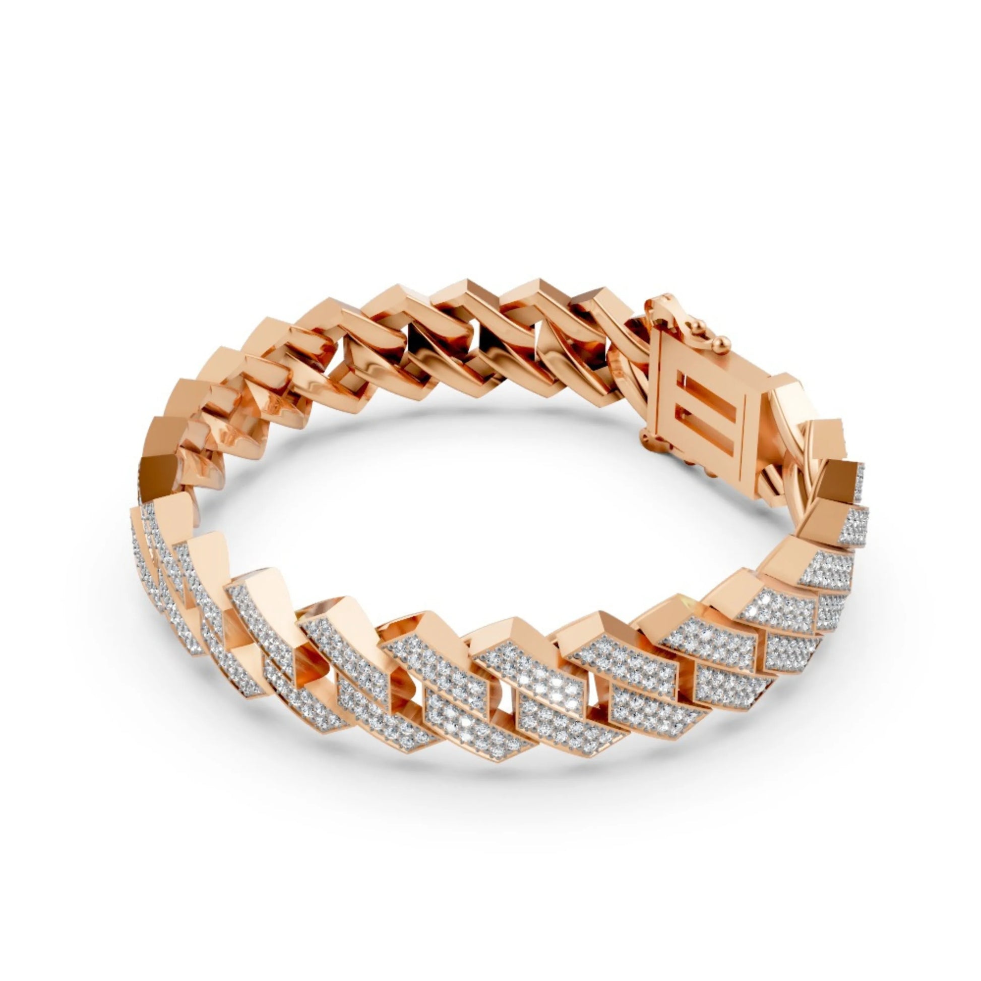 Wide Link Diamond Bracelet