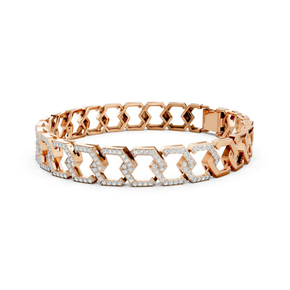 Geometric Link Diamond Bracelet Rose Gold