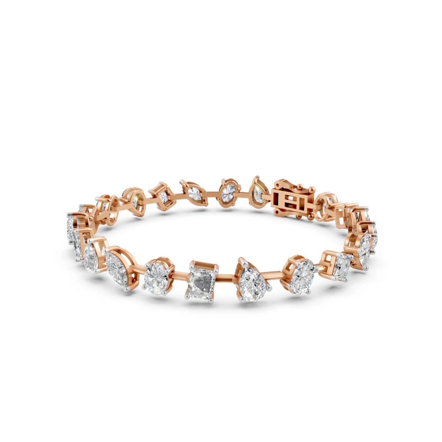 Multi-Shape Diamond Bracelet Rose Gold