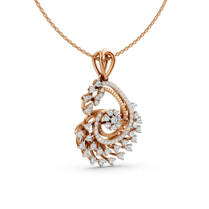 Floral Spiral Diamond Pendant Rose Gold