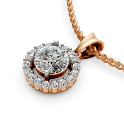 Halo Diamond Pendant Rose Gold