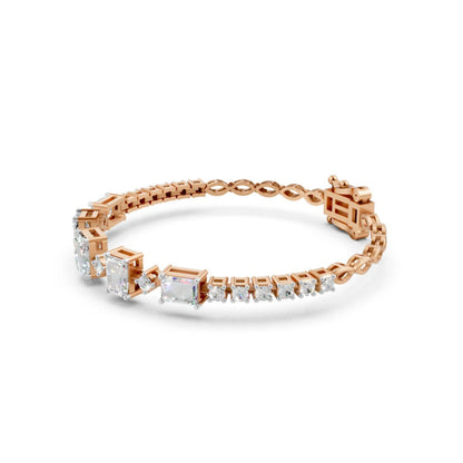 Emerald-Cut Diamond Bracelet Rose Gold