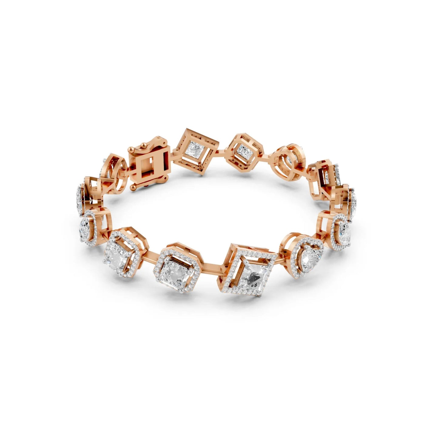Statement Bracelet with Asscher & Fancy-Cut Diamonds Rose Gold