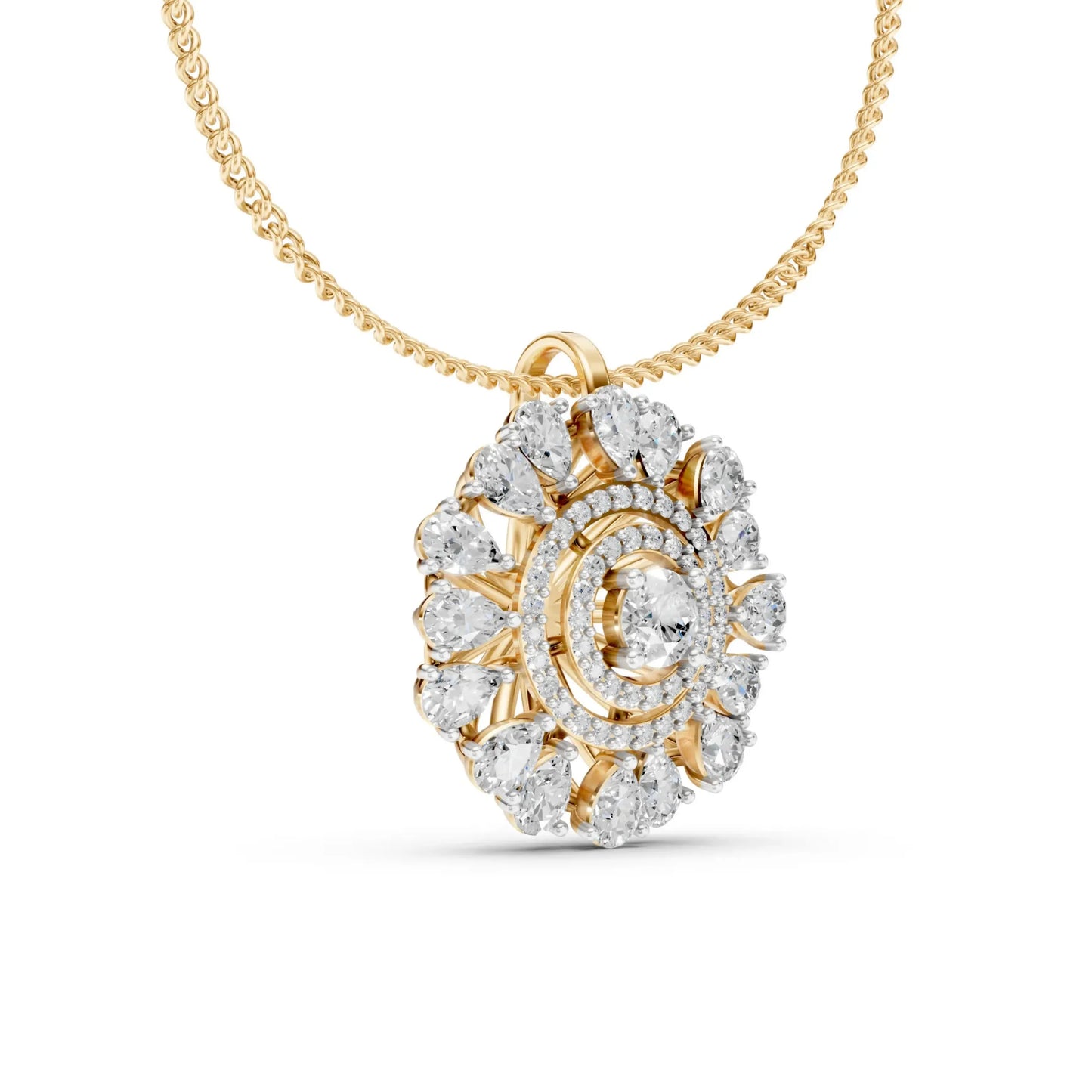 Grand Halo Pendant Yellow Gold