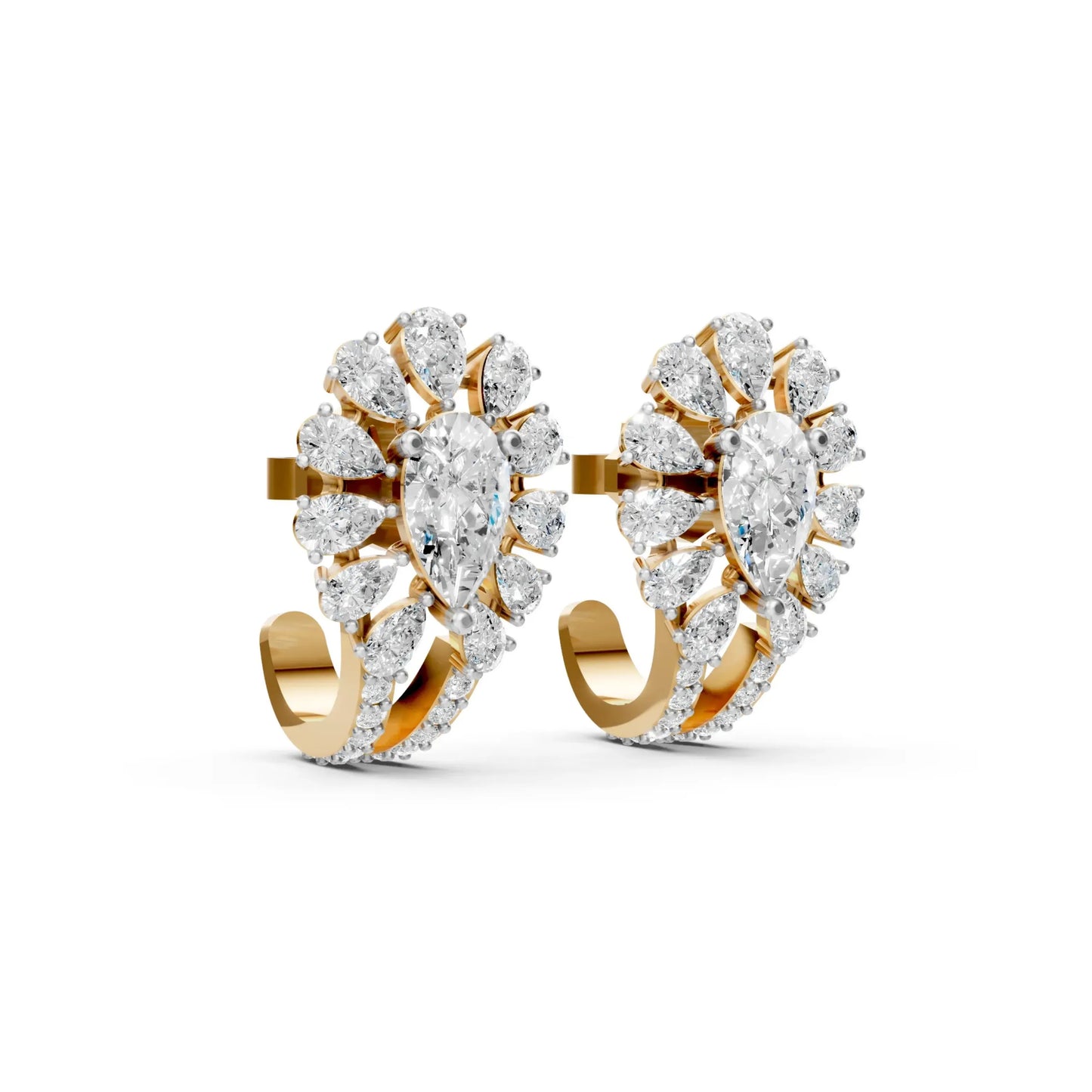 Pear Diamond Earrings Yellow Gold
