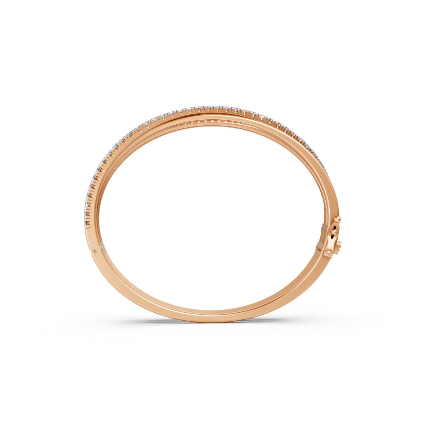Contemporary Triple-Band Diamond Bangle Rose Gold