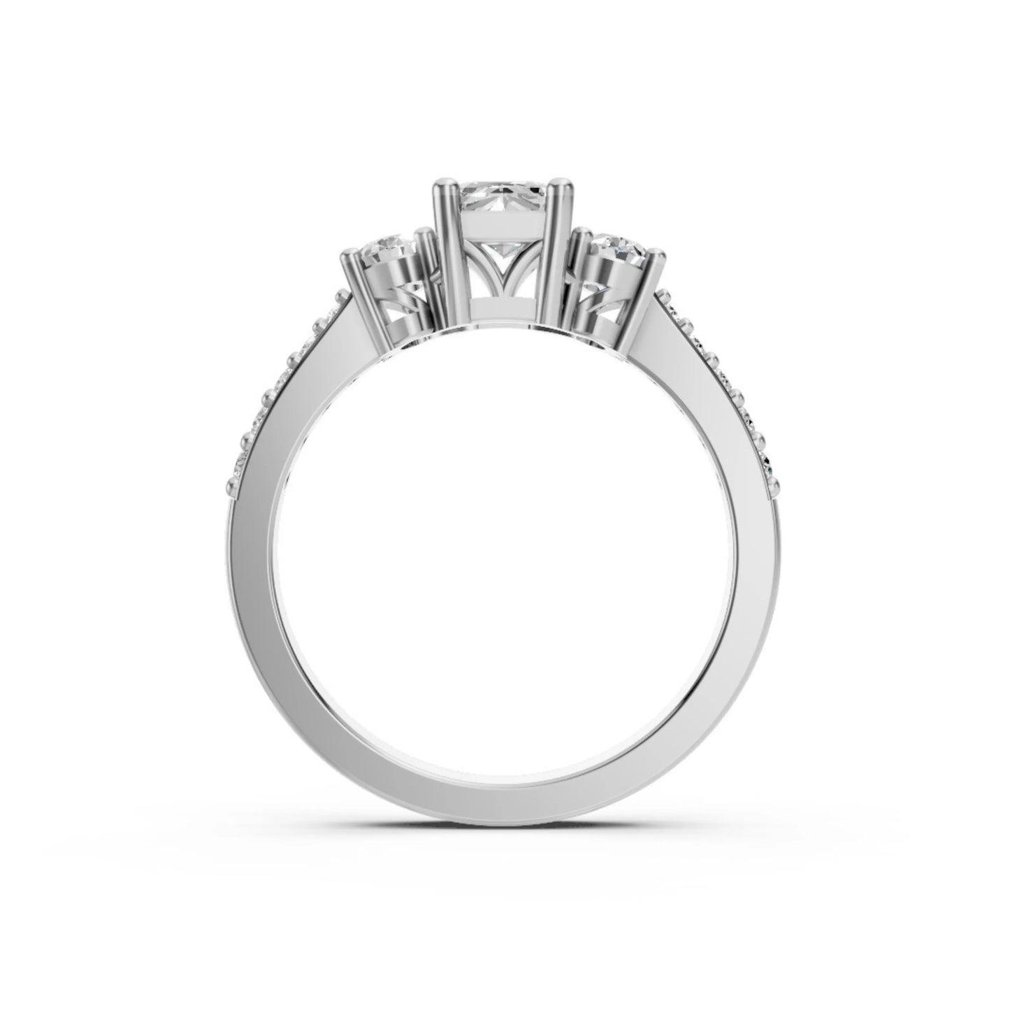 Radiant Three-Stone Ring White Gold