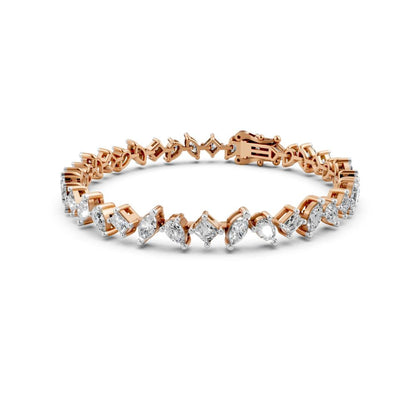 Multi-Shape Diamond Tennis Bracelet Rose Gold